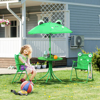 RELAX4LIFE 3 In 1 Set Tavolo E Sedie Da Giardino Per Bambini, Tavolo Da - Foto 2