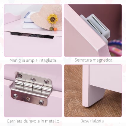 Contenitore Portagiochi In Legno Bianco Su Ruote - Motivo Mr