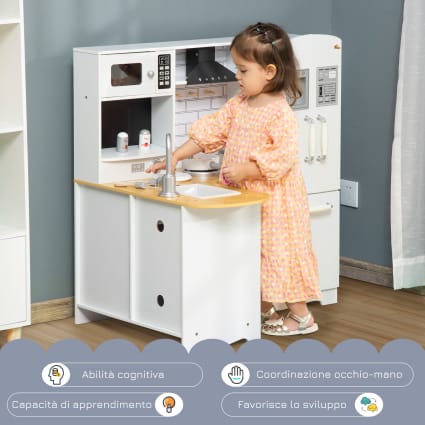 Cucina giocattolo in legno per bambini da 3-6 anni 14 accessori