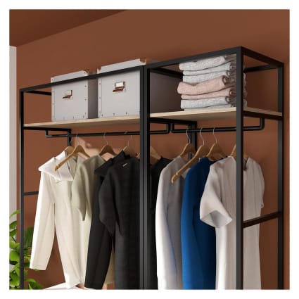 Portant Vêtements Kleid - Lot De 2 En Bois Et Métal - 120x200x50 Cm Chacun - Rangement Modulable Avec étagères Et Barres