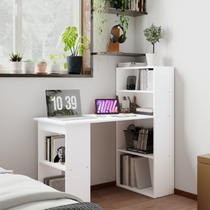 Libreria con 3 ripiani e 1 cassetto su guide silenziose - in MDF - Bianco