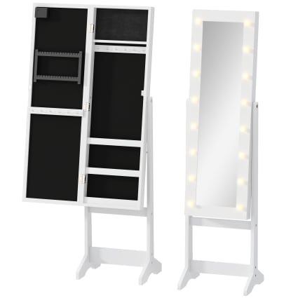 Portagioie SEELUX Con Vetro E 3 Cassetti – Bianco, Organizer Per Anelli E Collane
