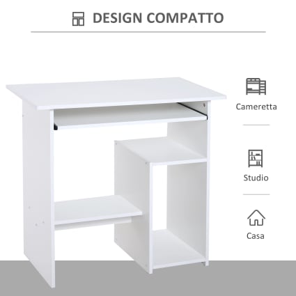 Scrivania Per PC Ufficio E Studio Con Piano Rialzato - Design Moderno, Bianco E Legno, 110x50x102.6 Cm