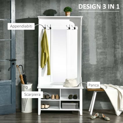 relaxdays Servomuto, Ripiano in Legno, Autoportante, Omino Indossatore