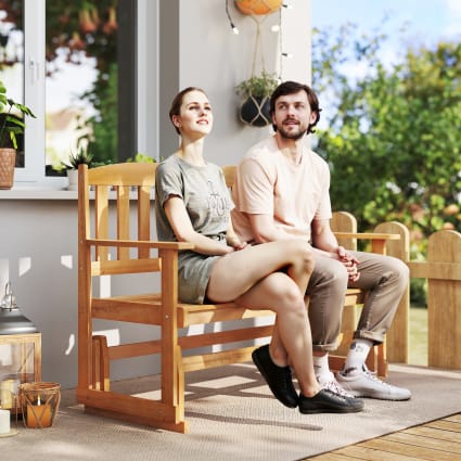 Panchina da giardino a dondolo da posti legno colore legno