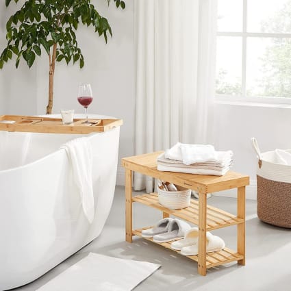 Banc à Chaussures En Bambou 3 Niveaux - Étagère Et Siège Pour Entrée (120 Kg) - 11