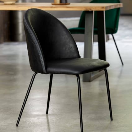 4er-Set Stühle aus Kunstleder Schwarz Chester