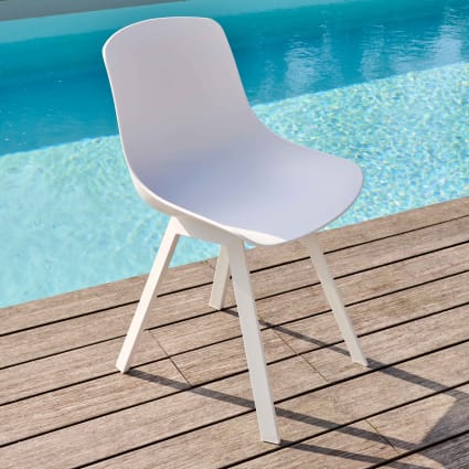 Lot De 4 Chaises D'extérieur MOMMA HOME - Accoudoirs, Assise Rembourrée, Aluminium Blanc, Empilables