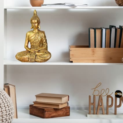 Statuette Bouddha Vide-Poche - Décoration Zen Feng Shui - 20cm Vert/Marron - Idée Cadeau Porte-Bonheur