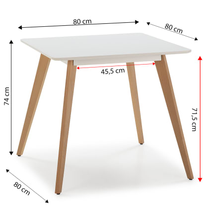Table à Manger Blanche Moderne 139x80x76 Cm - En Bois Et Métal, Pour 4 Personnes, Capacité 45 Kg - 8