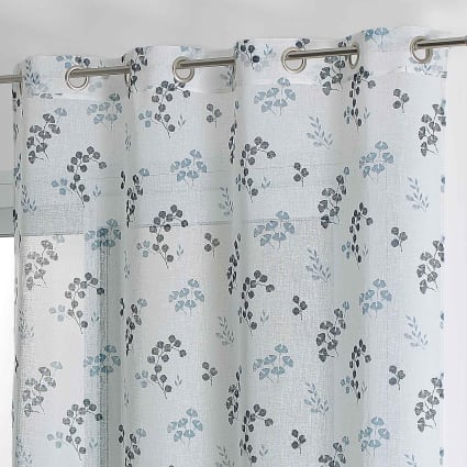 Voilage Neuf Blanc Rayé Gris Bleu - 140x240 Cm - Étamine Imaginea - Style Moderne Vintage