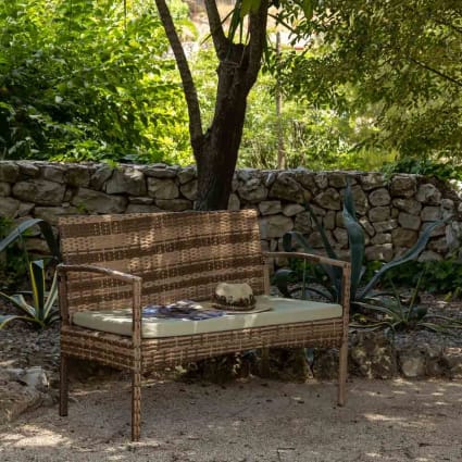 Cassapanca interna | Panchina con Cuscino Marrone 115x51x52 cm in Polyrattan CFW65661 | Leroy Merlin Cassapanca interna | Panchina con Cuscino Marrone 115x51x52 cm in Polyrattan CFW65661 | Leroy Merlin