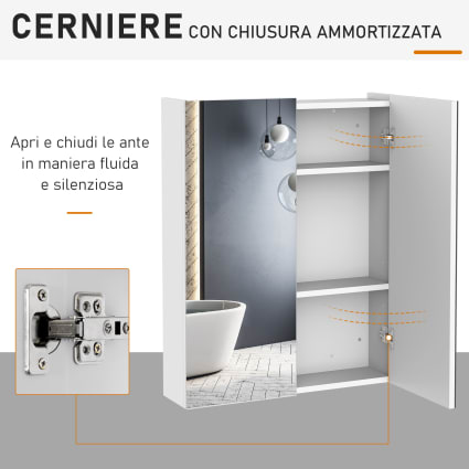 HOMCOM Armadietto Pensile Per Il Bagno Grigio E Rovere, 57 X 14.2 X 49.2cm - Foto 3