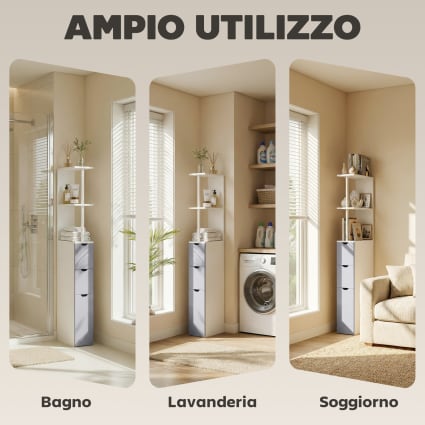 Mobiletto Bagno WILLY - Mensola Salvaspazio Per WC Con 2 Ante