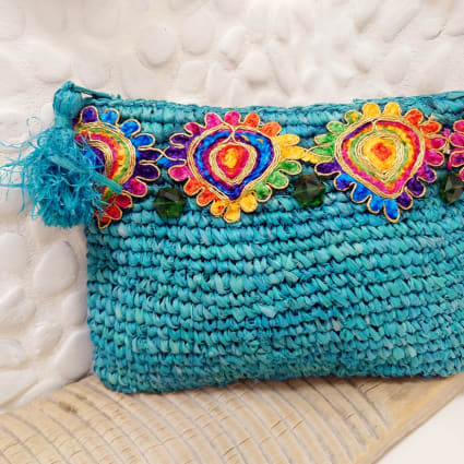 Pochette in rafia, turchese BONA Maisons du Monde