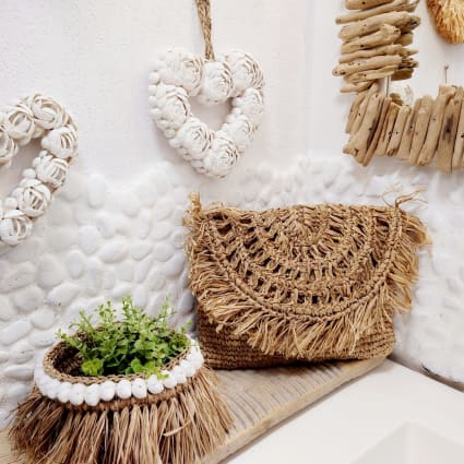 Pochette Chic In Rafia, Beige/nero BONA | Maisons Du Monde