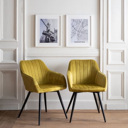 Senape Sedie A Poltroncina Sedia Poltroncina In Velluto Senape Con