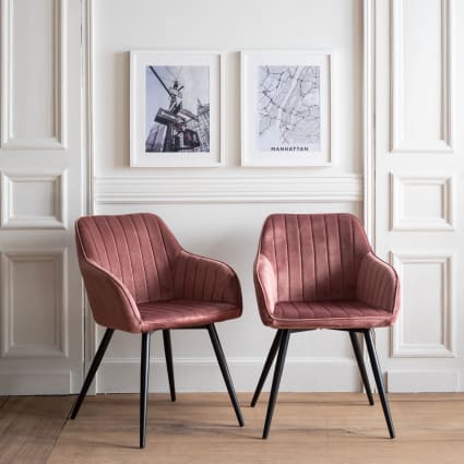 Set di sedie vintage in velluto rosa Bertille Maisons du Monde