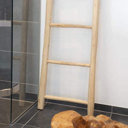 Échelle Porte-serviettes En Bambou - 115 Cm De Haut, 4 Barreaux - Déco Tropicale Pour Salle De Bain Ou Chambre