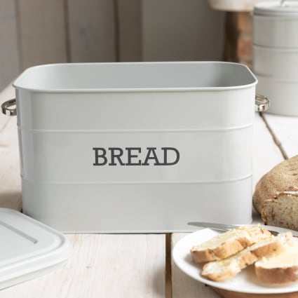 Boîte à Pain En Acier Inoxydable - Métal Blanc, Couvercle Roulant, Pour Cuisine Ou Boulangerie - 7