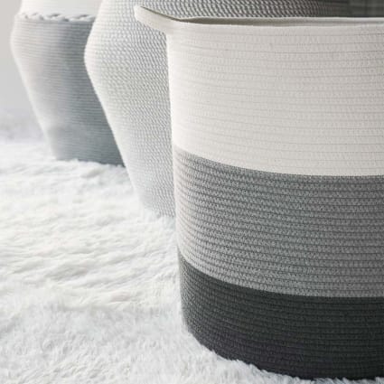 Cesto Portabiancheria In Corda Di Cotone Intrecciato A Mano, 100 Litri, Per Vestiti, Giocattoli, Coperte, Per Bagno E Cameretta, Pieghevole