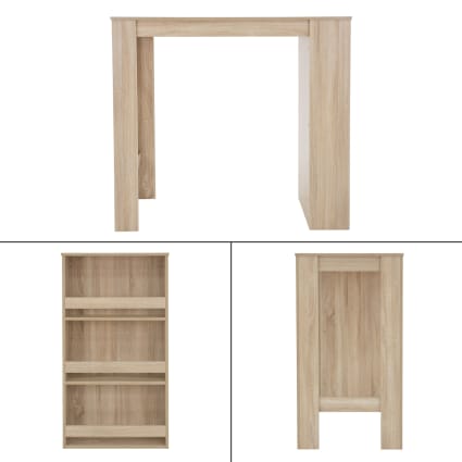Tavolino A 3 Livelli In Legno - Altezza 70 Cm, Con Spazio Archiviazione, Marrone