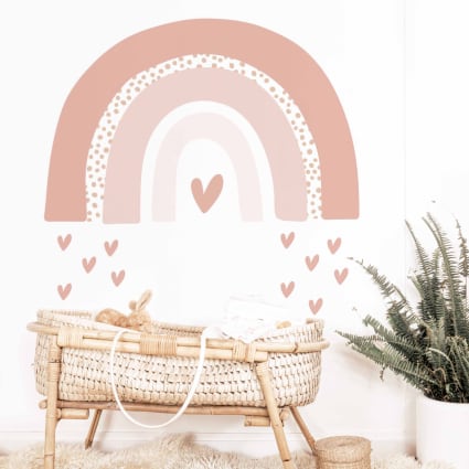 Stickers muraux en vinyle arc en ciel rose et beige Rainbows1 | Maisons ...
