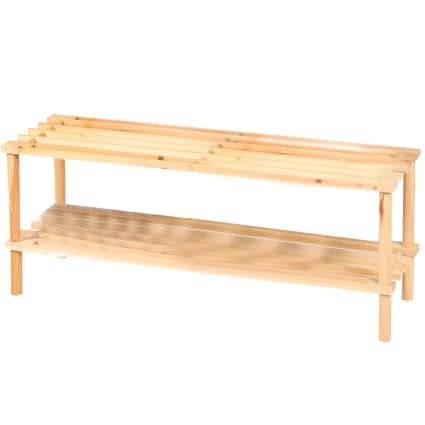 Étagère à chaussures en bois 2 niveaux - 74x26x30cm | Maisons du Monde