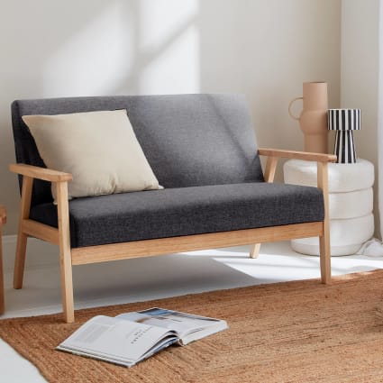 Nordlys - Poltrona 1 posto in legno e tessuto grigio | Leroy Merlin
