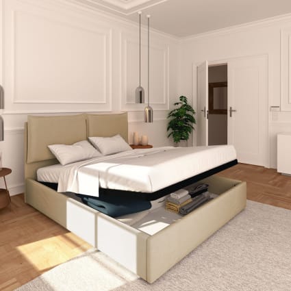 Letto Contenitore 160x200cm Licia Tessuto, Cammello-Licia tessuto cropped-6