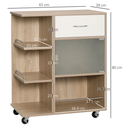 HOMCOM Carrello Da Cucina Multiuso Con 2 Cassetti, 3 Antine E - Foto 6