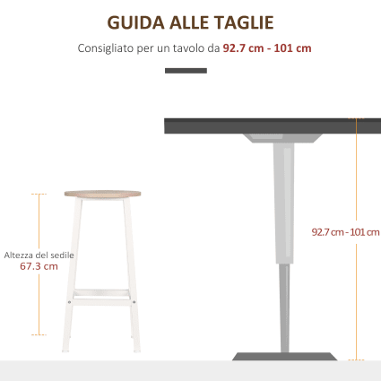 Set sgabelli da bar con poggiapiedi e piano d'appoggio liscio