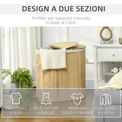 Cesto Portabiancheria 3 Scomparti Mondeer | 50L Ciascuno Con 2 Cassetti E Ruote | 106x33x91.5 Cm Marrone E Nero