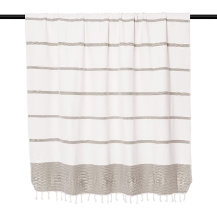 Plaid Multifonction GAMUSI Becko Arias Coton Doux Écru 130x180cm - Canapé Lit Couverture