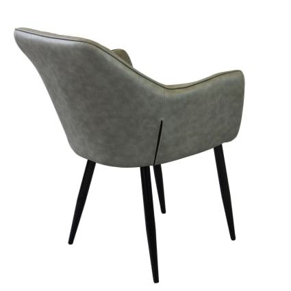 Poltrona imbottita per sala da pranzo in ecopelle tortora Sandy