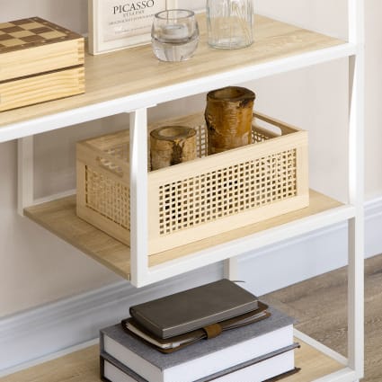 Estantería Con Contenedor De Libros Sauder Madera Manufacturada Blanco Suave Colombia