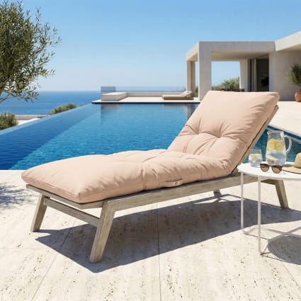 Coussin Banc Jardin Épais 6-8cm - Coton Perlé 140x50cm - Intérieur/Extérieur - Beige