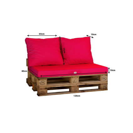 Set di cuscini per pallet sfoderabili in poliestere rosso