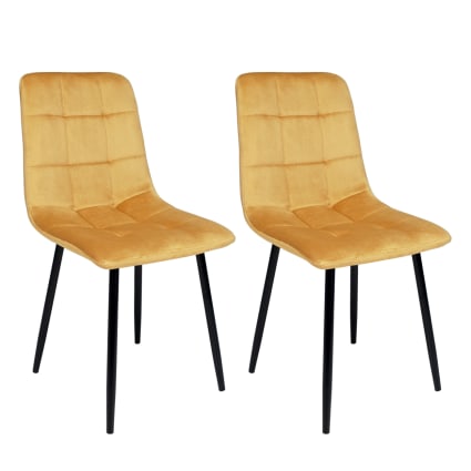Sedia da pranzo imbottita in velluto giallo senape (2pz) KARIMA