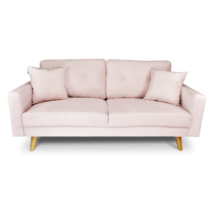 Divano posti in velluto rosa piedi in legno CHLOE Maisons du Monde