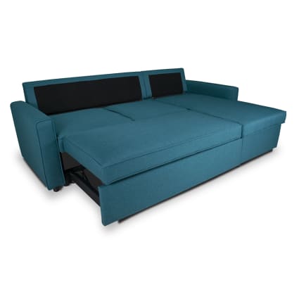 Divano letto angolare chaise longue convertibile dx/sx blu