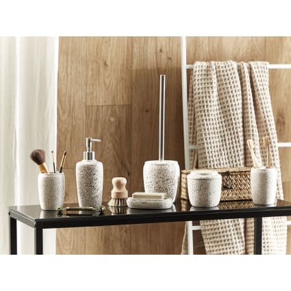 Badaccessoires Set 6-teilig Keramik Cremeweiß Palmilla