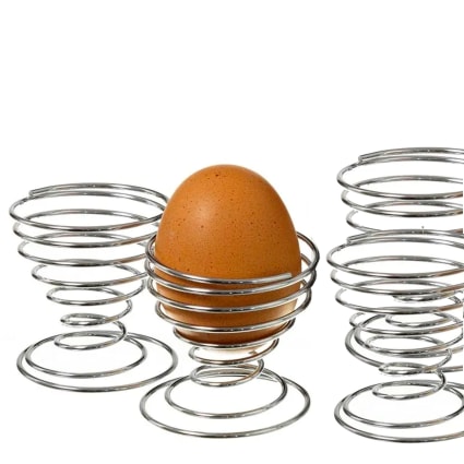 Doumneou Coquetiers Set ŒUfs en Acier Inoxydable ŒUfs Durs et Porte-Outils de Plateau Souple Cuisine, Argent