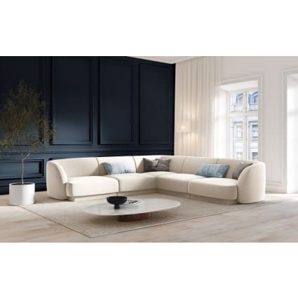 Canapé d'angle Luciano 282x204cm - tissu - beige avec fonction de lit & rangement - meubles