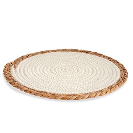 YANGQIHOME Lot De 6 Dessous De Plat Ronds En Jacinthe D'Eau Naturelle – Sets De Table Tressés 30 Cm, Antidérapants & Résistants à La Chaleur