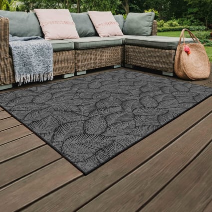 Outdoor-Teppich aus Polypropylen 160 x 230 cm schwarz Folia