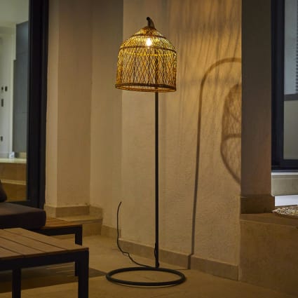 Lampadaire droit Tina bouclette pied doré H150cm - Atmosphera