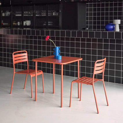 Lot De 2 Chaises De Jardin En Métal Empilables "Bilbao" - Terracotta