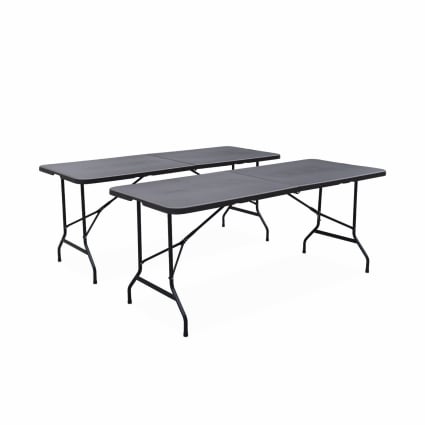 2er-Set klappbare Partytische aus Kunststoff Dunkelgrau 180 cm 2 tables fiesta