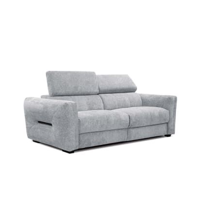 Canapé 3 Places + Fauteuil Relax électrique BREVIO – Gris Clair Tissu Texturé - 1